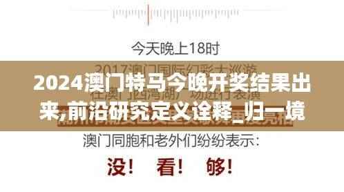 2024澳门特马今晚开奖结果出来,前沿研究定义诠释_归一境JOK14