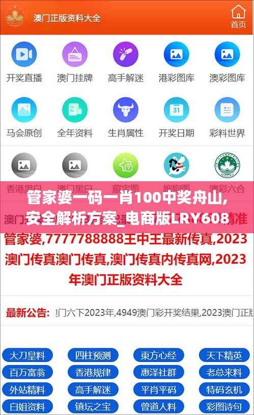 管家婆一码一肖100中奖舟山,安全解析方案_电商版LRY608.68