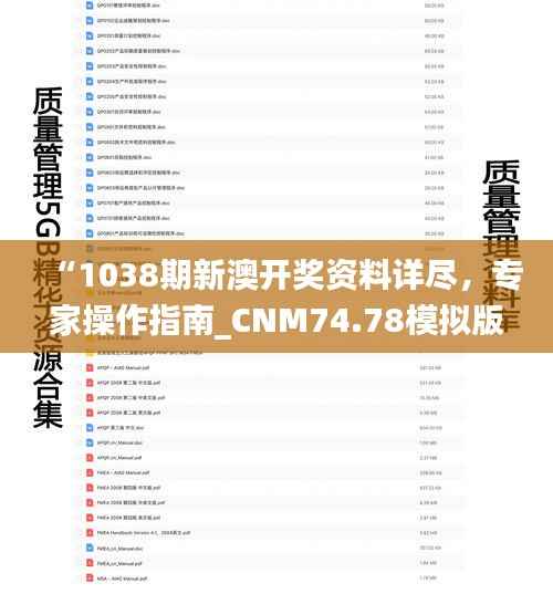 “1038期新澳开奖资料详尽,专家操作指南_CNM74.78模拟版”