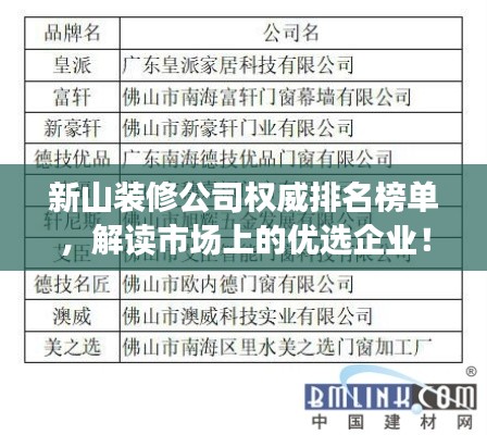 新山装修公司权威排名榜单,解读市场上的优选企业!